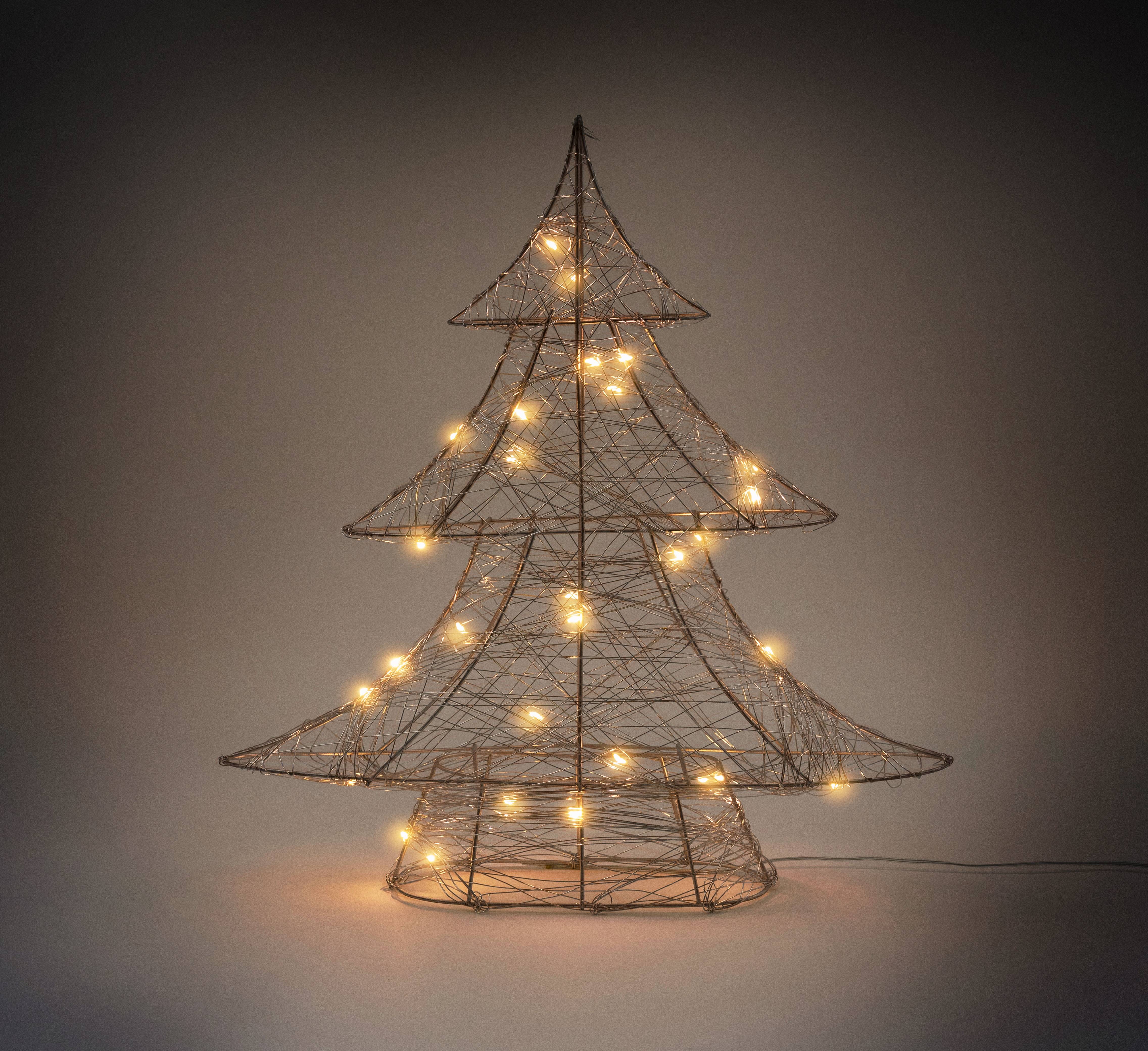 Sapin de Noël métallique 20 LED arbre lumineux décoration d'hiver 28 x 30  cm - Image 5