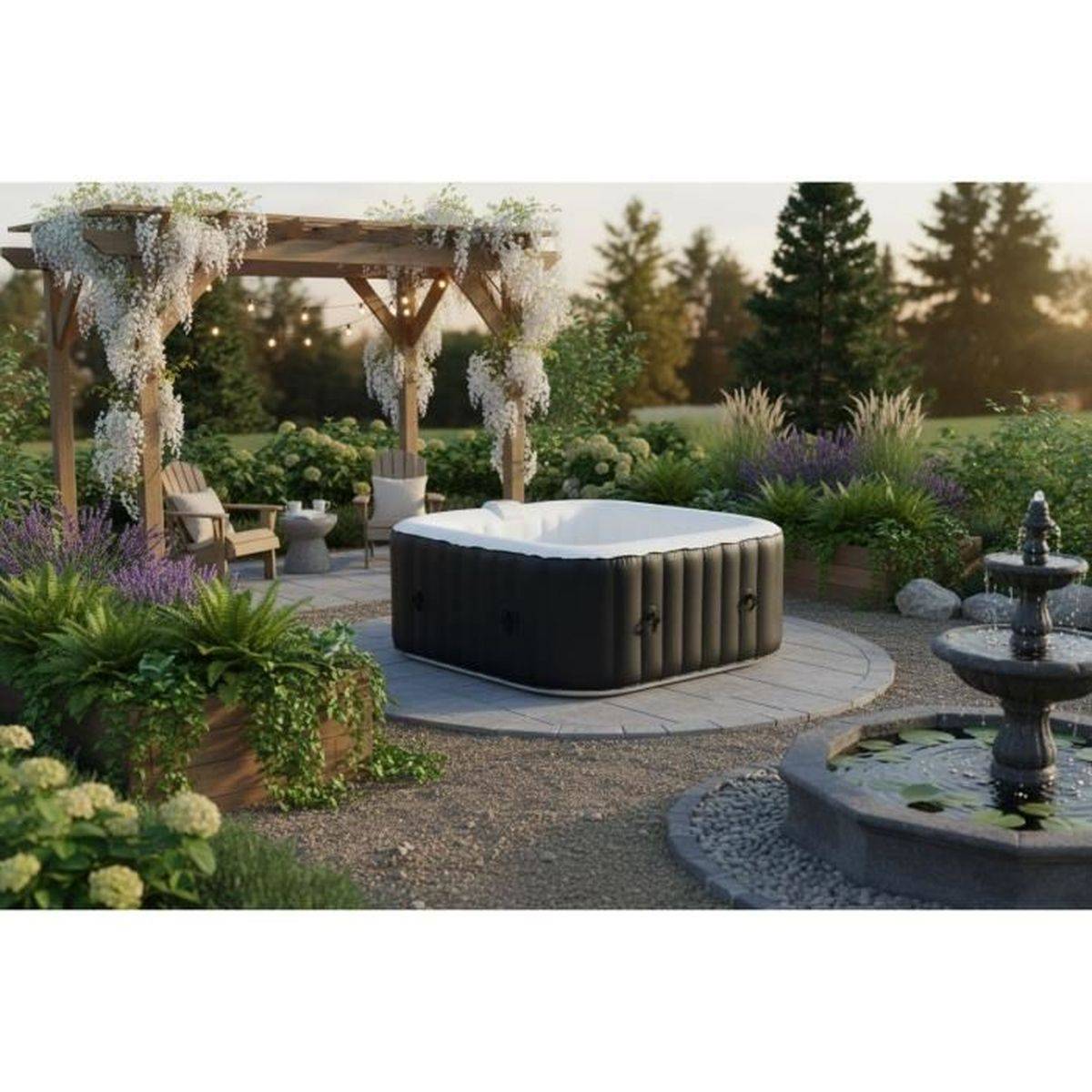 SUNSPA - Spa gonflable carré pour 4 personnes, 130 micro-jets, 40°C, 157 x 67 cm - SUNSPA - Image 3