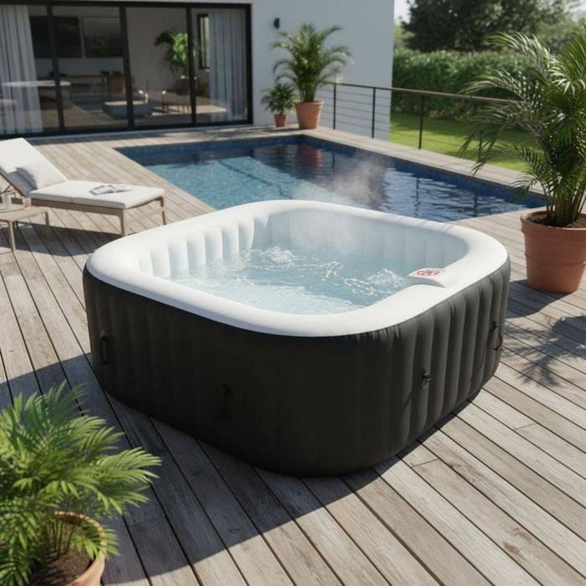 SUNSPA - Spa gonflable carré pour 4 personnes, 130 micro-jets, 40°C, 157 x 67 cm - SUNSPA - Image 1