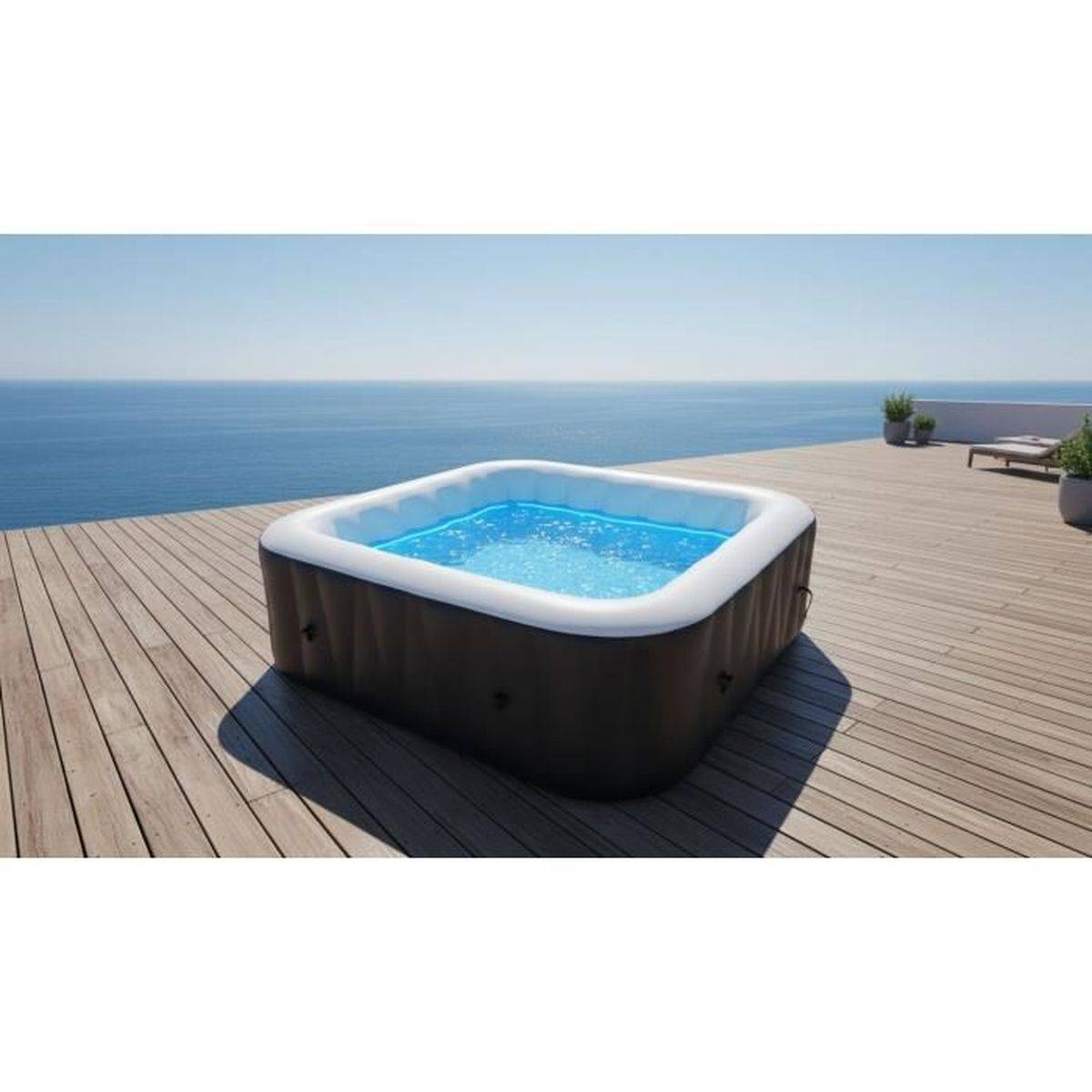 SUNSPA - Spa gonflable carré pour 4 personnes, 130 micro-jets, 40°C, 157 x 67 cm - SUNSPA - Image 5