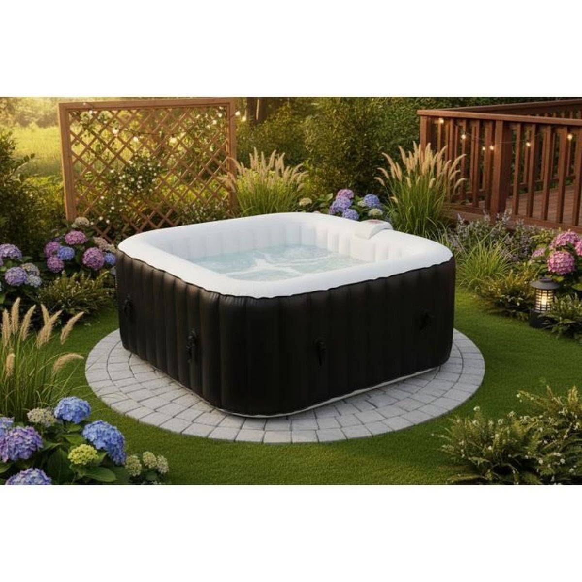 SUNSPA - Spa gonflable carré pour 4 personnes, 130 micro-jets, 40°C, 157 x 67 cm - SUNSPA - Image 2