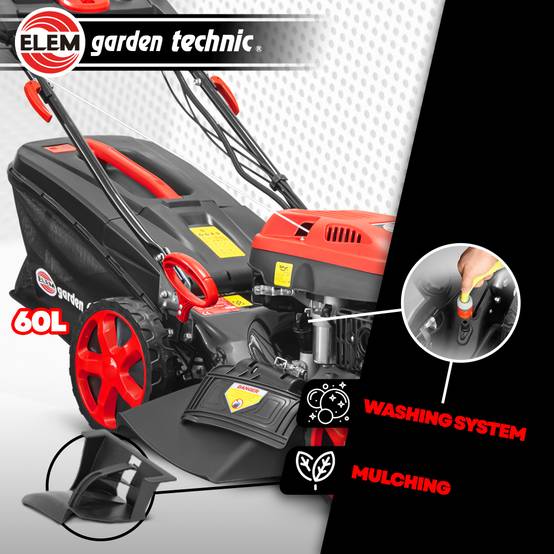 Elem Garden Technic - Tondeuse thermique autotractée 173cc - 50.6cm avec démarrage électrique -mulching - éjection latérale - Elem Garden - Image 4