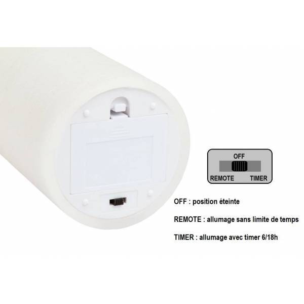Lotti - Bougie LED flamme oscillante cire rustique blanche à piles H15cm Timer Blanc chaud Lotti - Image 6