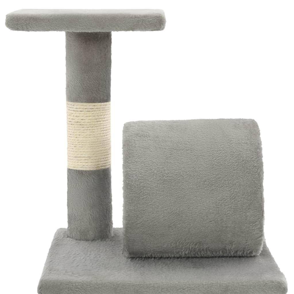 Helloshop26 - Arbre à chat griffoir grattoir niche jouet animaux peluché en sisal 65 cm gris - Image 4
