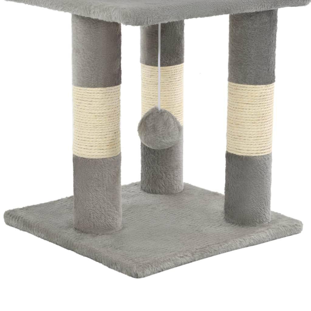 Helloshop26 - Arbre à chat griffoir grattoir niche jouet animaux peluché en sisal 65 cm gris - Image 6