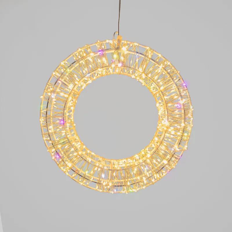 Lotti - Couronne lumineuse 3D ø35cm métal or 480 MicroLED blanc chaud et RGB IP44 MultiFlash Lotti - Image 1