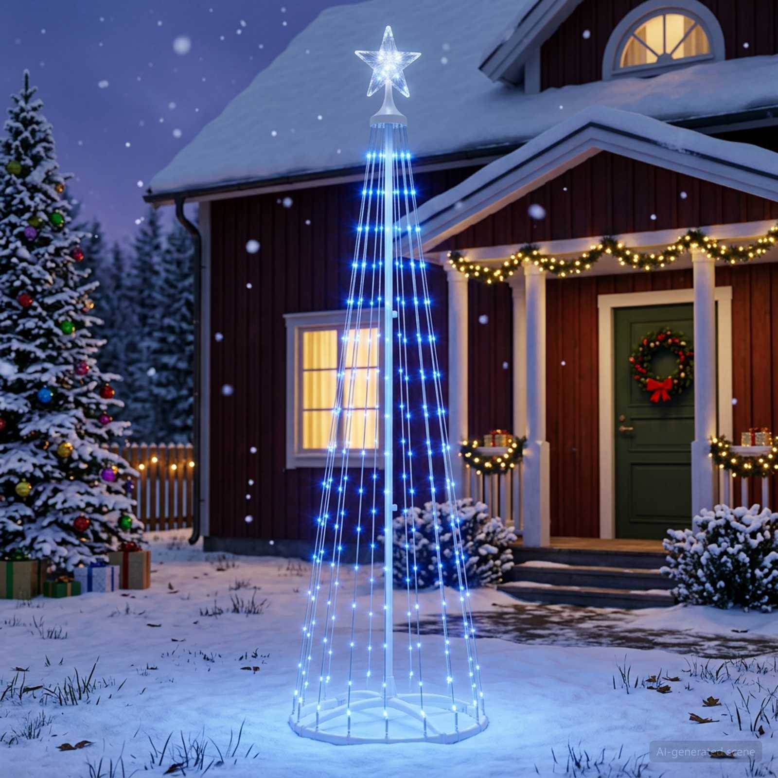 Vidaxl - Sapin cône lumineux LED 180 cm 250 LED Bleu Acier Blanc vidaXL 42050800 - Image 1