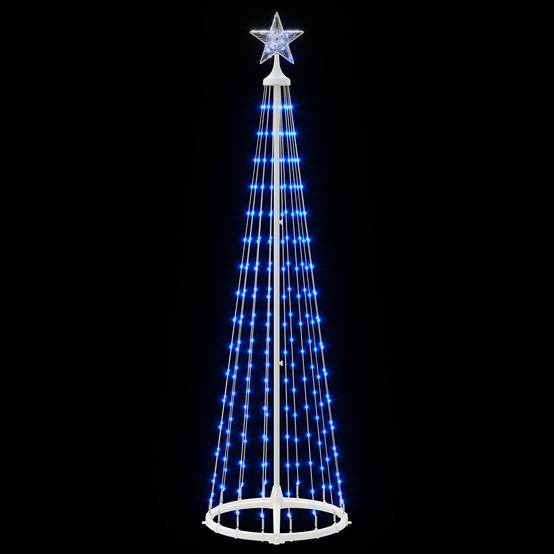 Vidaxl - Sapin cône lumineux LED 180 cm 250 LED Bleu Acier Blanc vidaXL 42050800 - Image 5