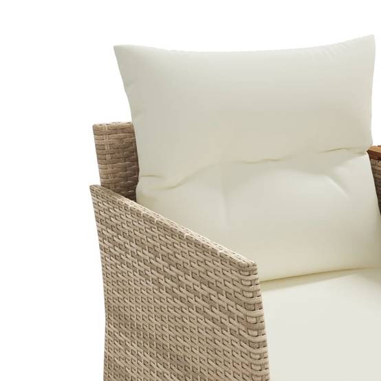 Canapé de Terrasse 2 Places Rotin Synthétique avec Table Bois Acacia et Poufs – Beige – ComfortXL Outdoor Living - Image 8