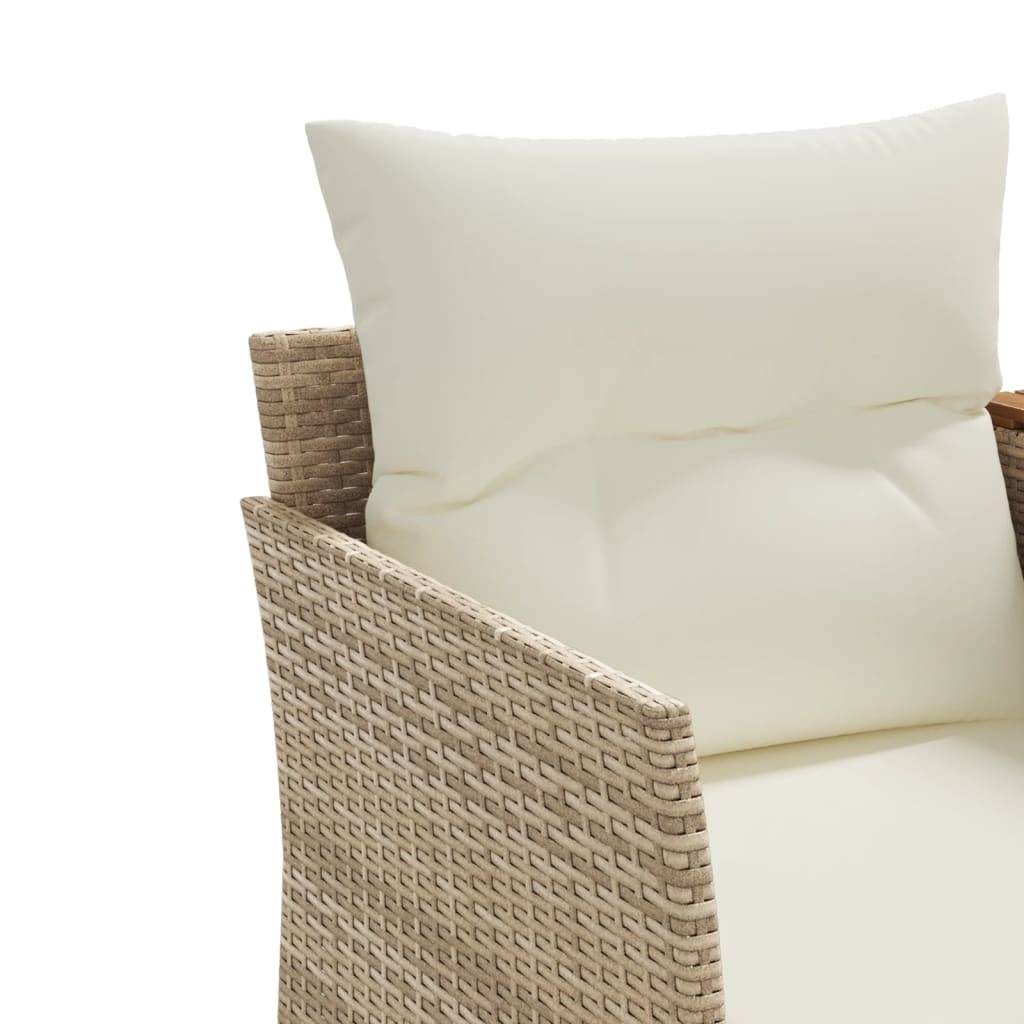 Canapé de Terrasse 2 Places Rotin Synthétique avec Table Bois Acacia et Poufs – Beige – ComfortXL Outdoor Living - Image 8