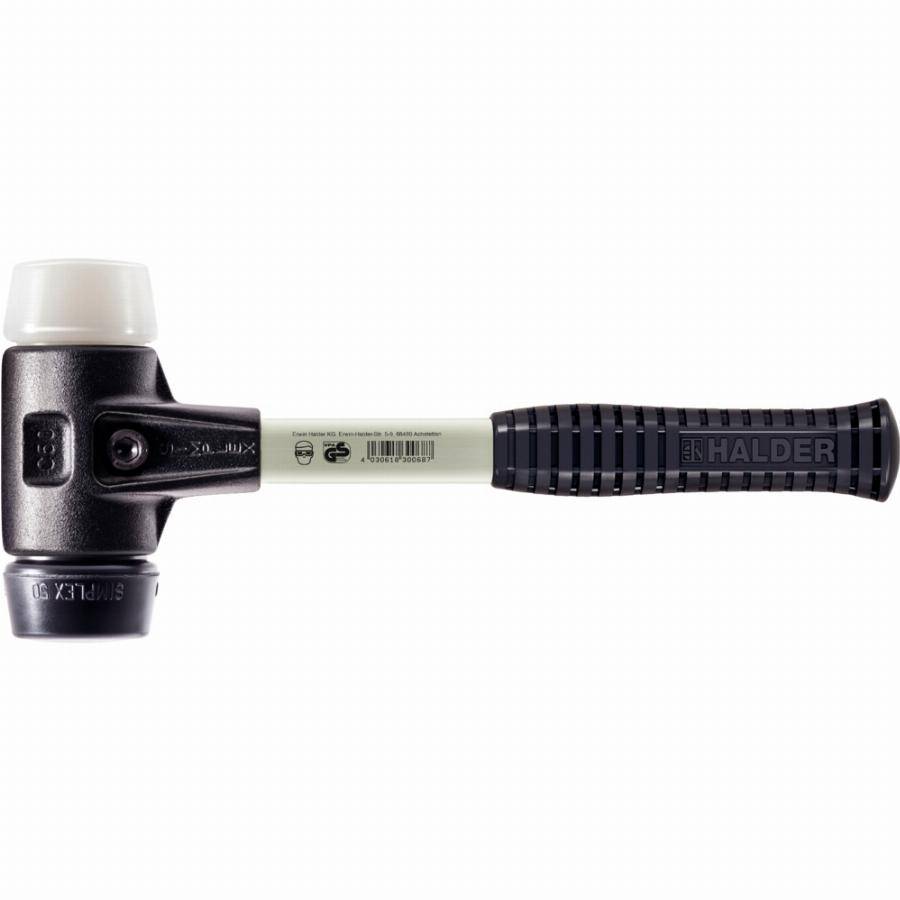 Maillet HALDER SIMPLEX Caoutchouc chargé / superplastique avec boîtier en fonte malléable renforcée et manche en fibre de verre - D=30 mm - 3727.030