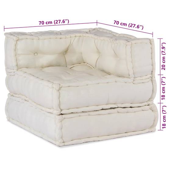 Canapé modulaire tissu crème 140 x 70 x 56 cm - PANGIVO - Image 3