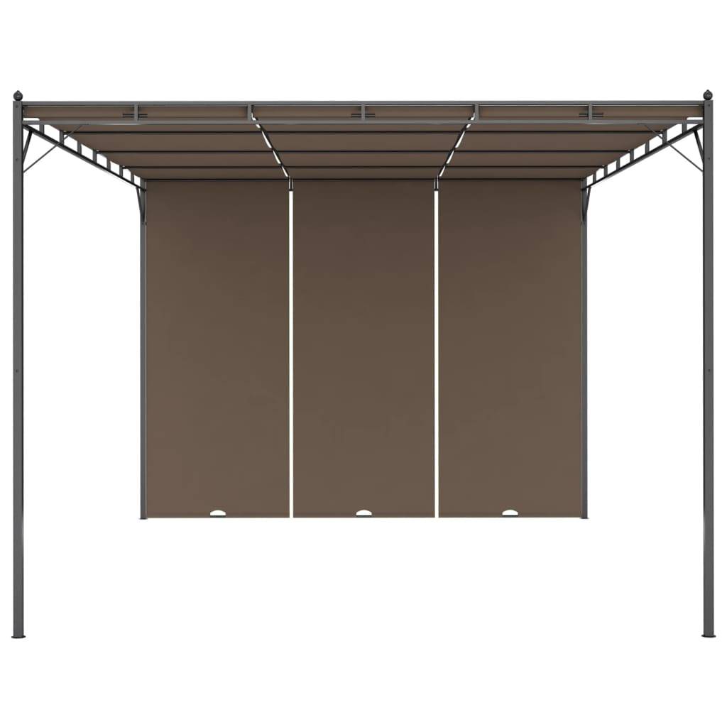 Tonnelle de Jardin Acier avec Rideau Latéral Réglable Abri Soleil Terrasse Taupe 4x3 m – ComfortXL Outdoor Living - Image 3