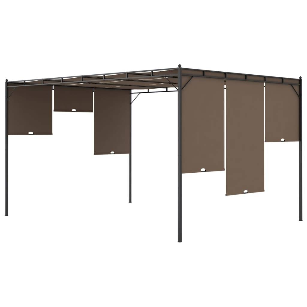 Tonnelle de Jardin Acier avec Rideau Latéral Réglable Abri Soleil Terrasse Taupe 4x3 m – ComfortXL Outdoor Living - Image 7