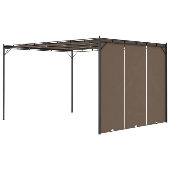 Tonnelle de Jardin Acier avec Rideau Latéral Réglable Abri Soleil Terrasse Taupe 4x3 m – ComfortXL Outdoor Living - Image 5