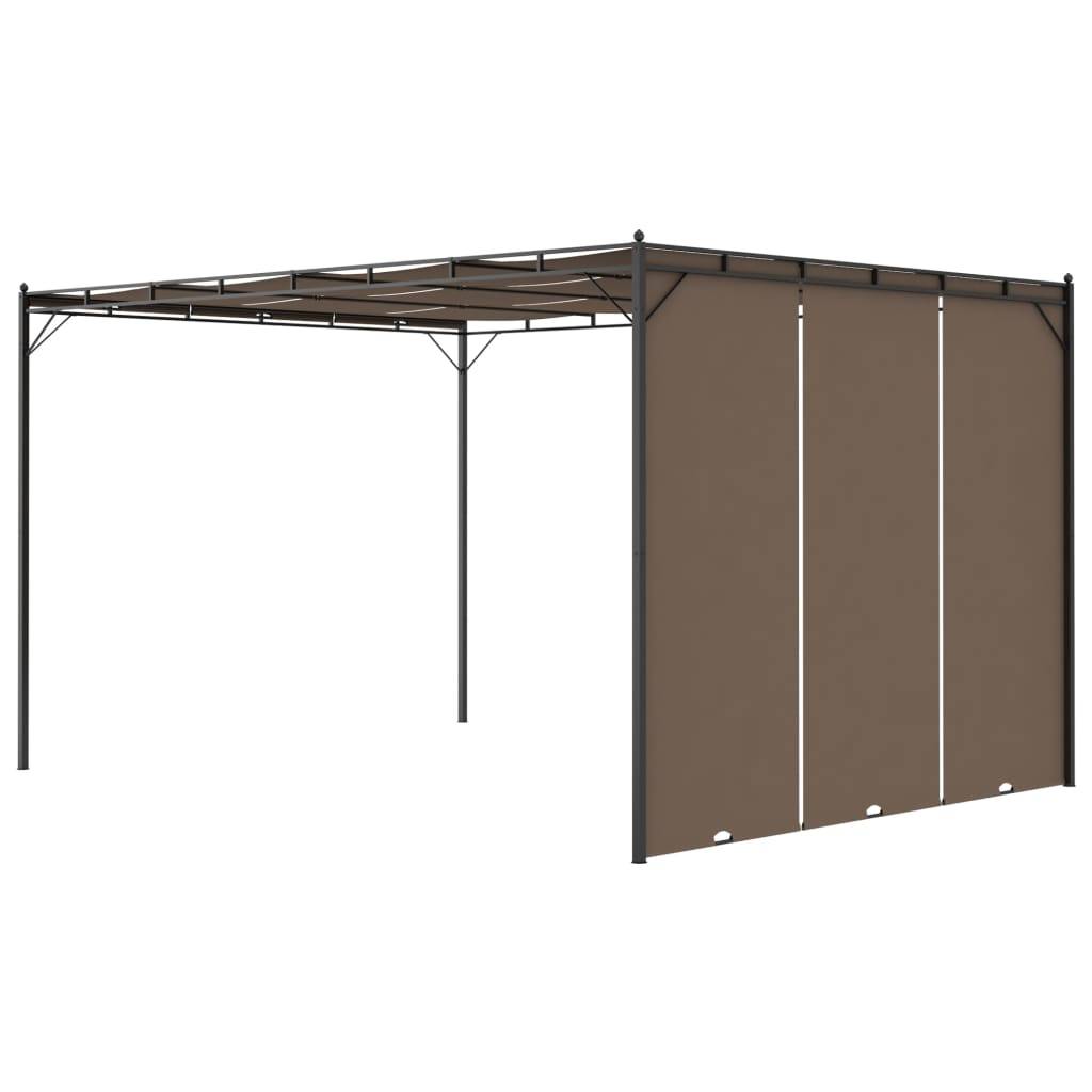 Tonnelle de Jardin Acier avec Rideau Latéral Réglable Abri Soleil Terrasse Taupe 4x3 m – ComfortXL Outdoor Living - Image 5