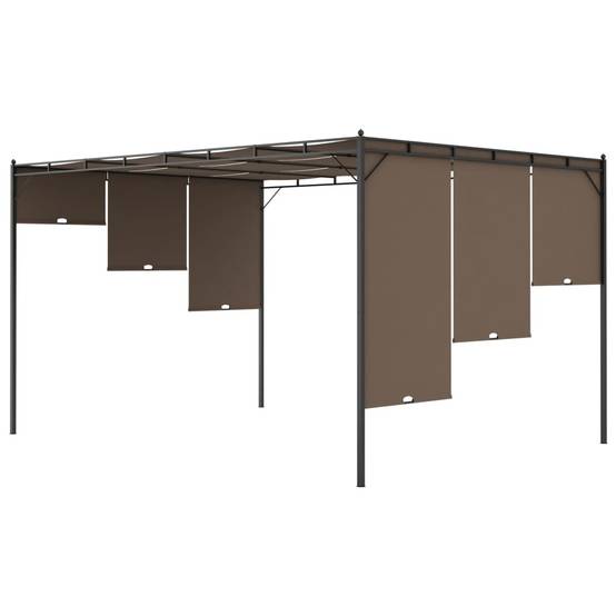 Tonnelle de Jardin Acier avec Rideau Latéral Réglable Abri Soleil Terrasse Taupe 4x3 m – ComfortXL Outdoor Living - Image 6