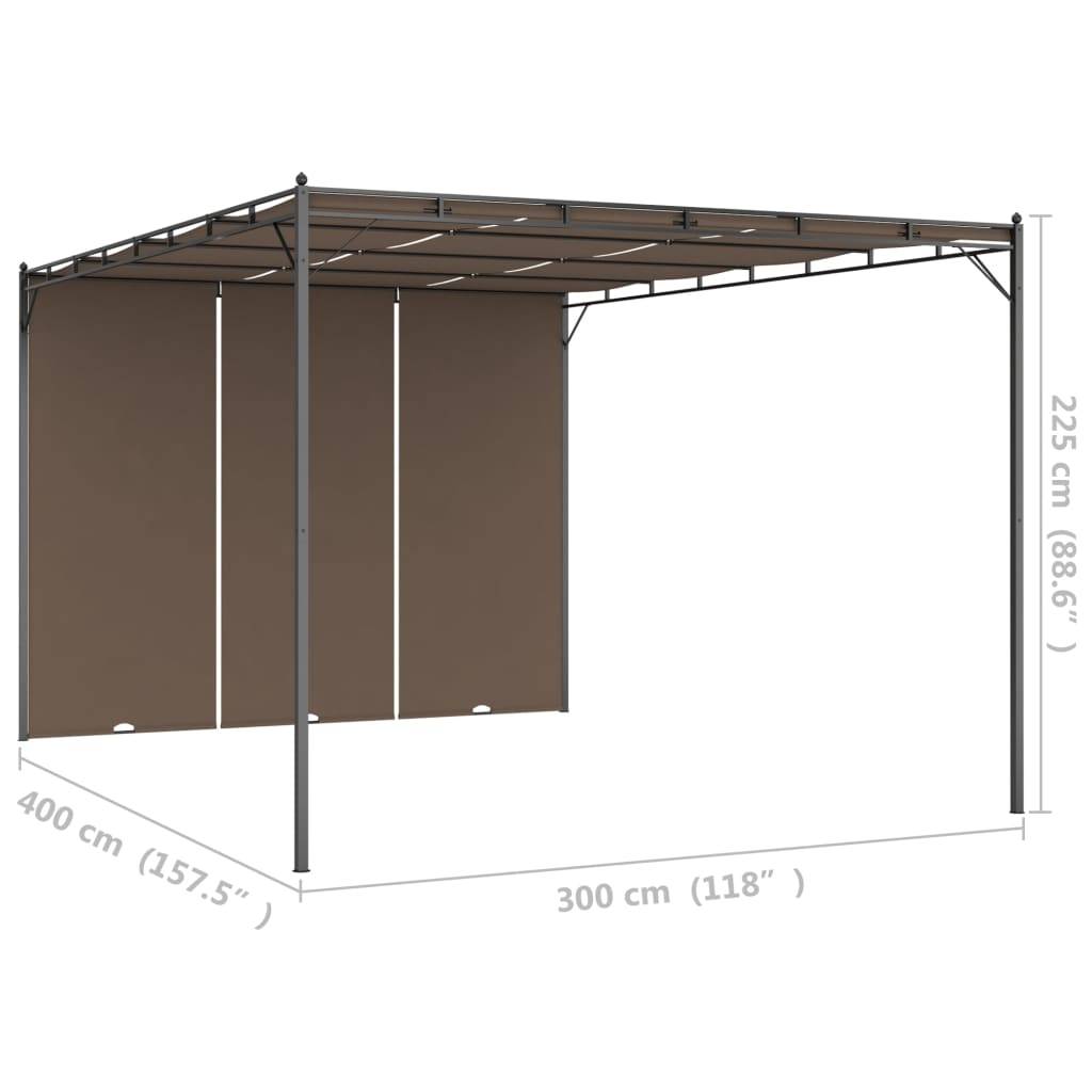 Tonnelle de Jardin Acier avec Rideau Latéral Réglable Abri Soleil Terrasse Taupe 4x3 m – ComfortXL Outdoor Living - Image 9