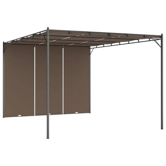 Tonnelle de Jardin Acier avec Rideau Latéral Réglable Abri Soleil Terrasse Taupe 4x3 m – ComfortXL Outdoor Living - Image 2