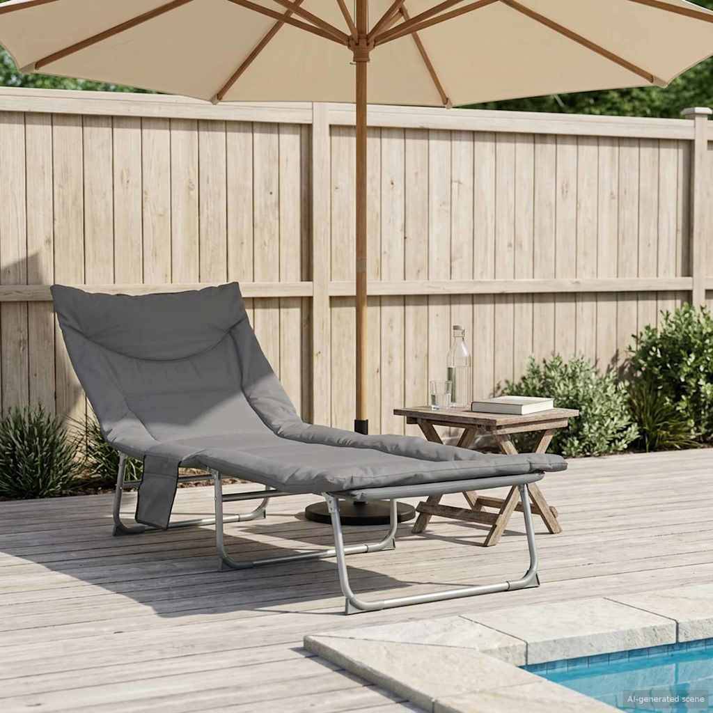ComfortXL - Transat pliant acier et tissu pour jardin multiposition poche anthracite - ComfortXL Outdoor Living - Image 3