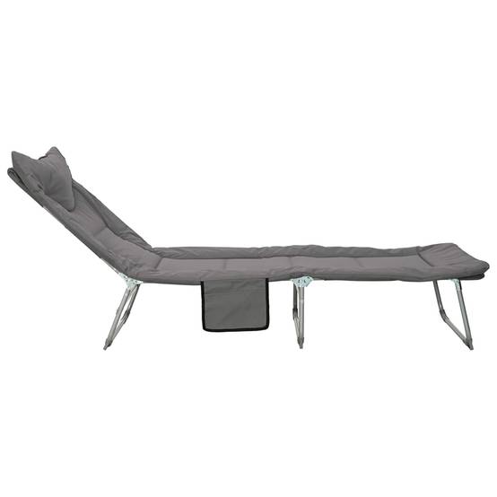 ComfortXL - Transat pliant acier et tissu pour jardin multiposition poche anthracite - ComfortXL Outdoor Living - Image 6