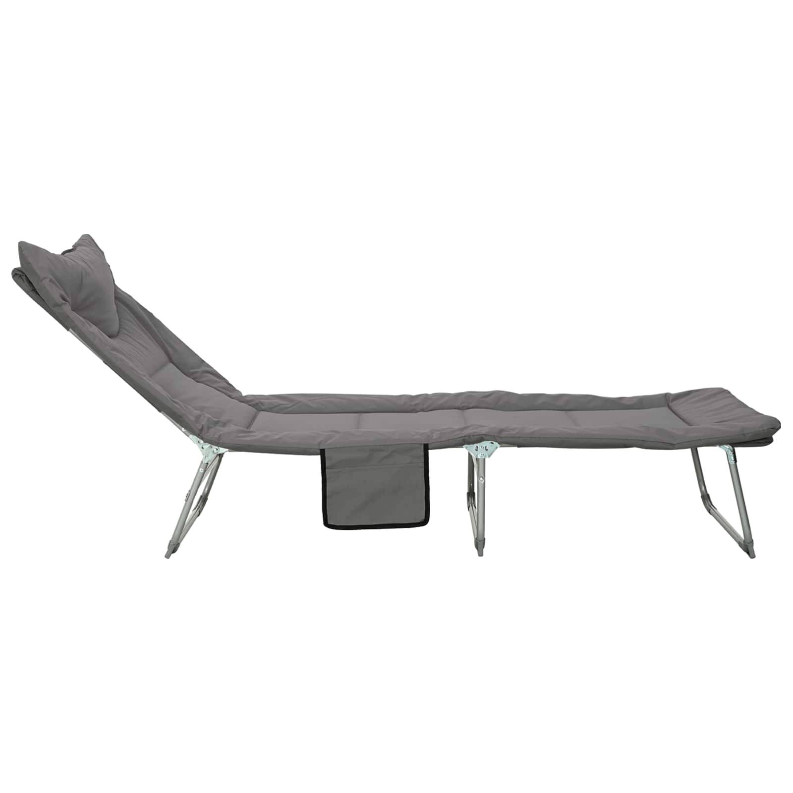ComfortXL - Transat pliant acier et tissu pour jardin multiposition poche anthracite - ComfortXL Outdoor Living - Image 6