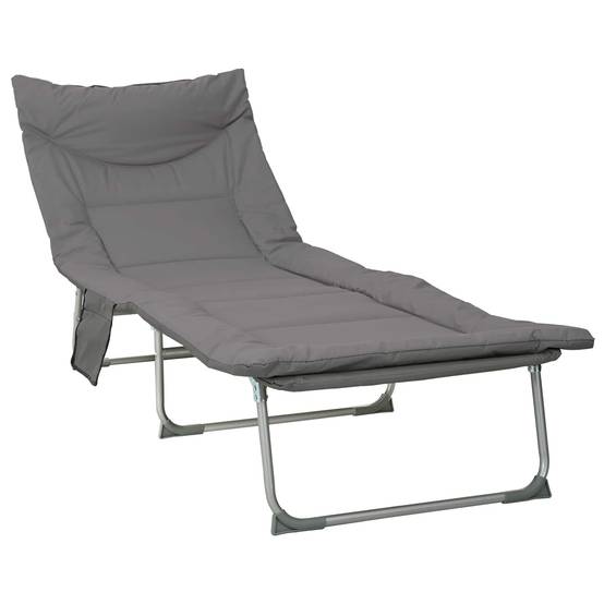 ComfortXL - Transat pliant acier et tissu pour jardin multiposition poche anthracite - ComfortXL Outdoor Living - Image 2