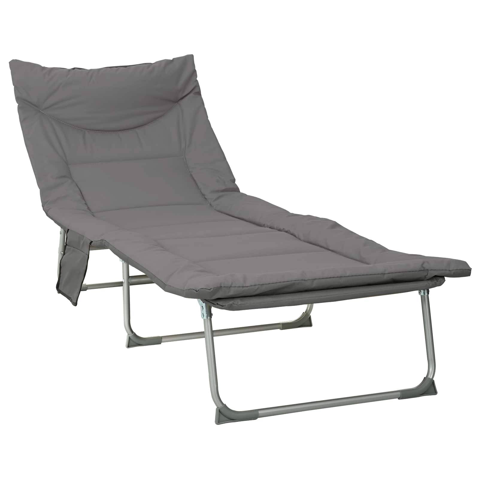 ComfortXL - Transat pliant acier et tissu pour jardin multiposition poche anthracite - ComfortXL Outdoor Living - Image 2