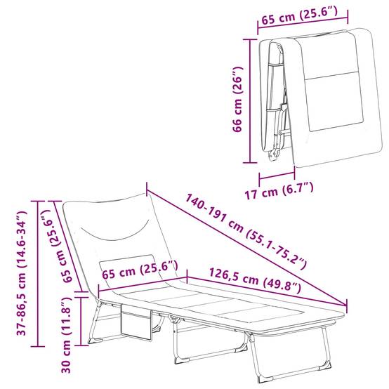 ComfortXL - Transat pliant acier et tissu pour jardin multiposition poche anthracite - ComfortXL Outdoor Living - Image 10