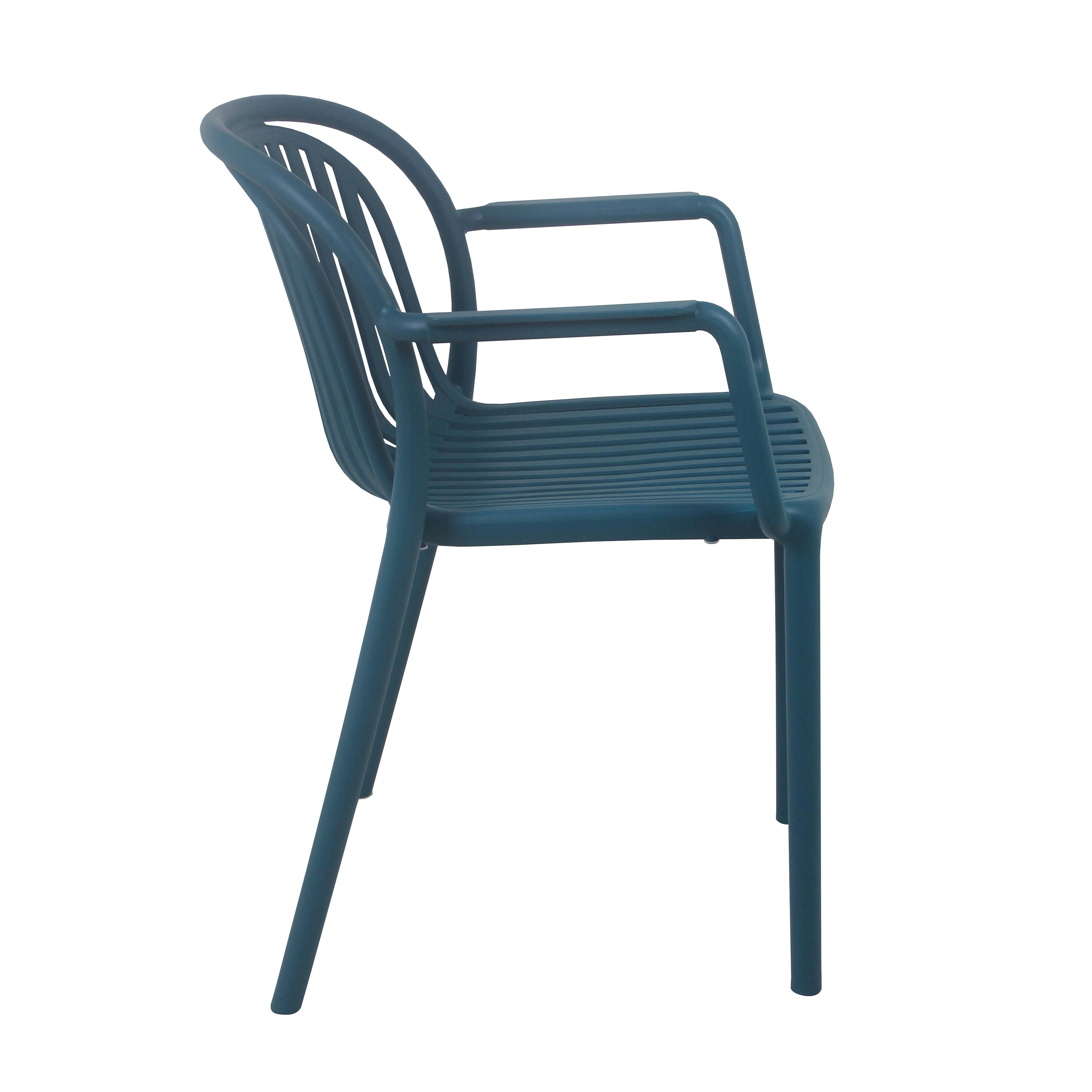 Oviala - Lot de 4 fauteuils en plastique bleu canard Copenhague - Oviala - Image 3