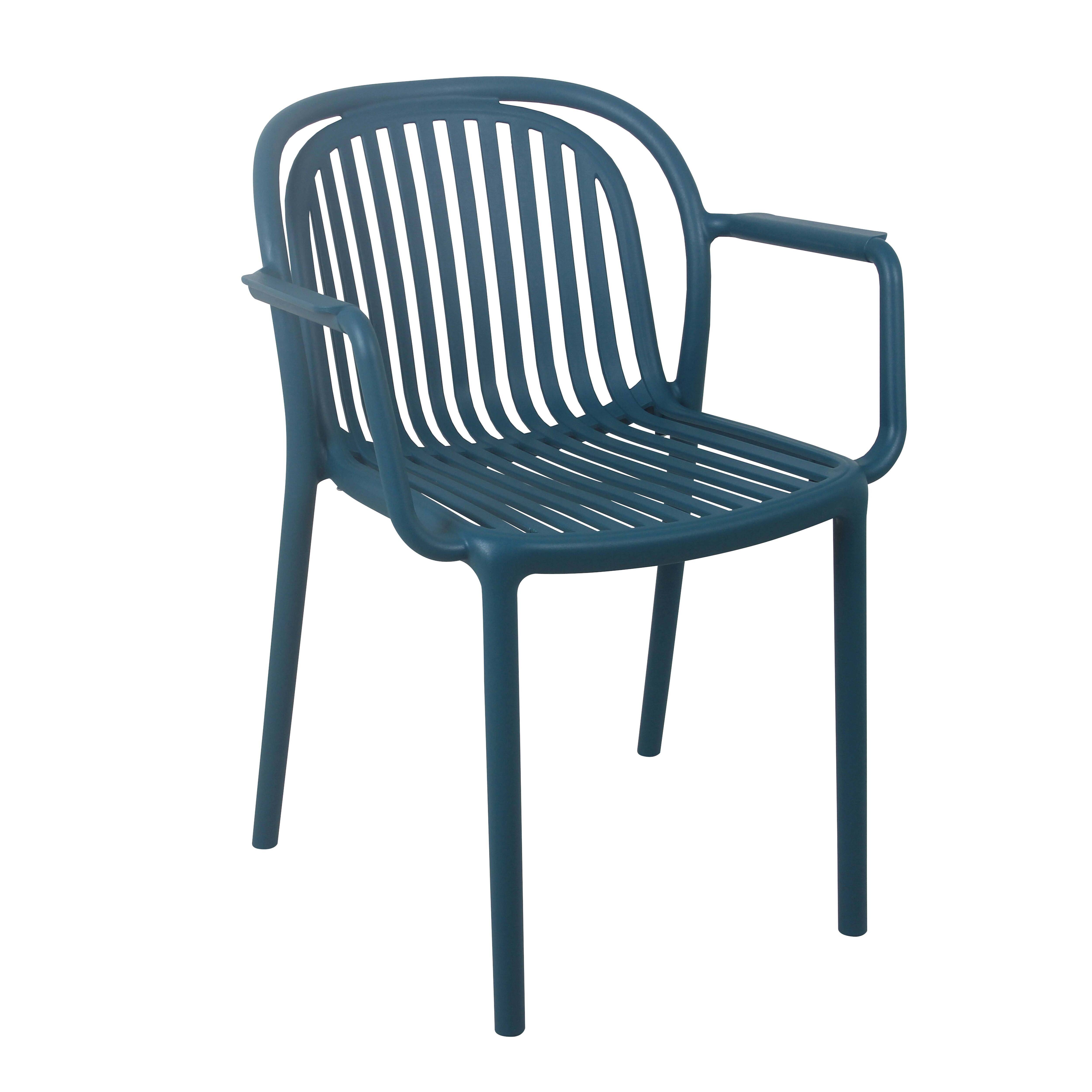 Oviala - Lot de 4 fauteuils en plastique bleu canard Copenhague - Oviala - Image 2