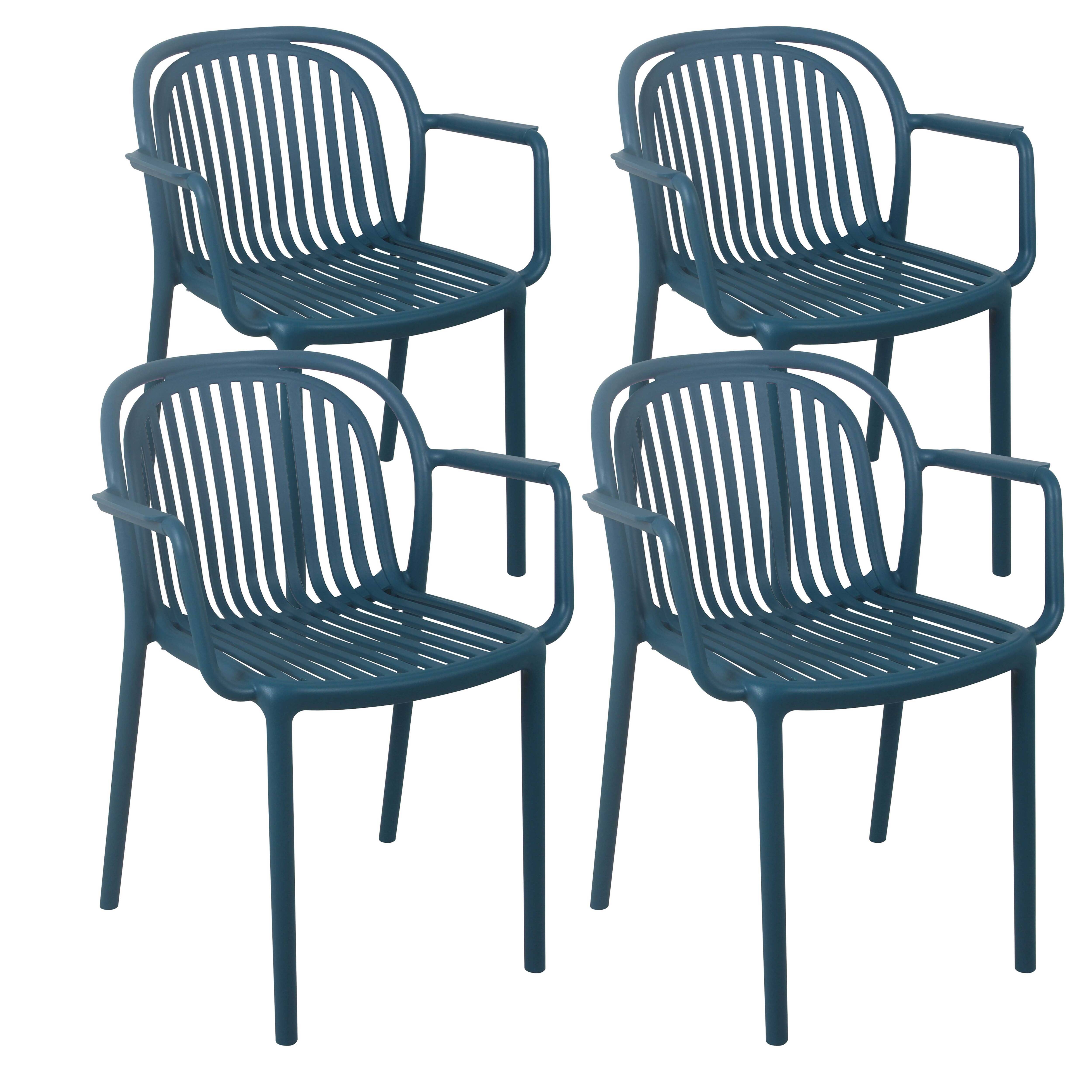 Oviala - Lot de 4 fauteuils en plastique bleu canard Copenhague - Oviala - Image 1