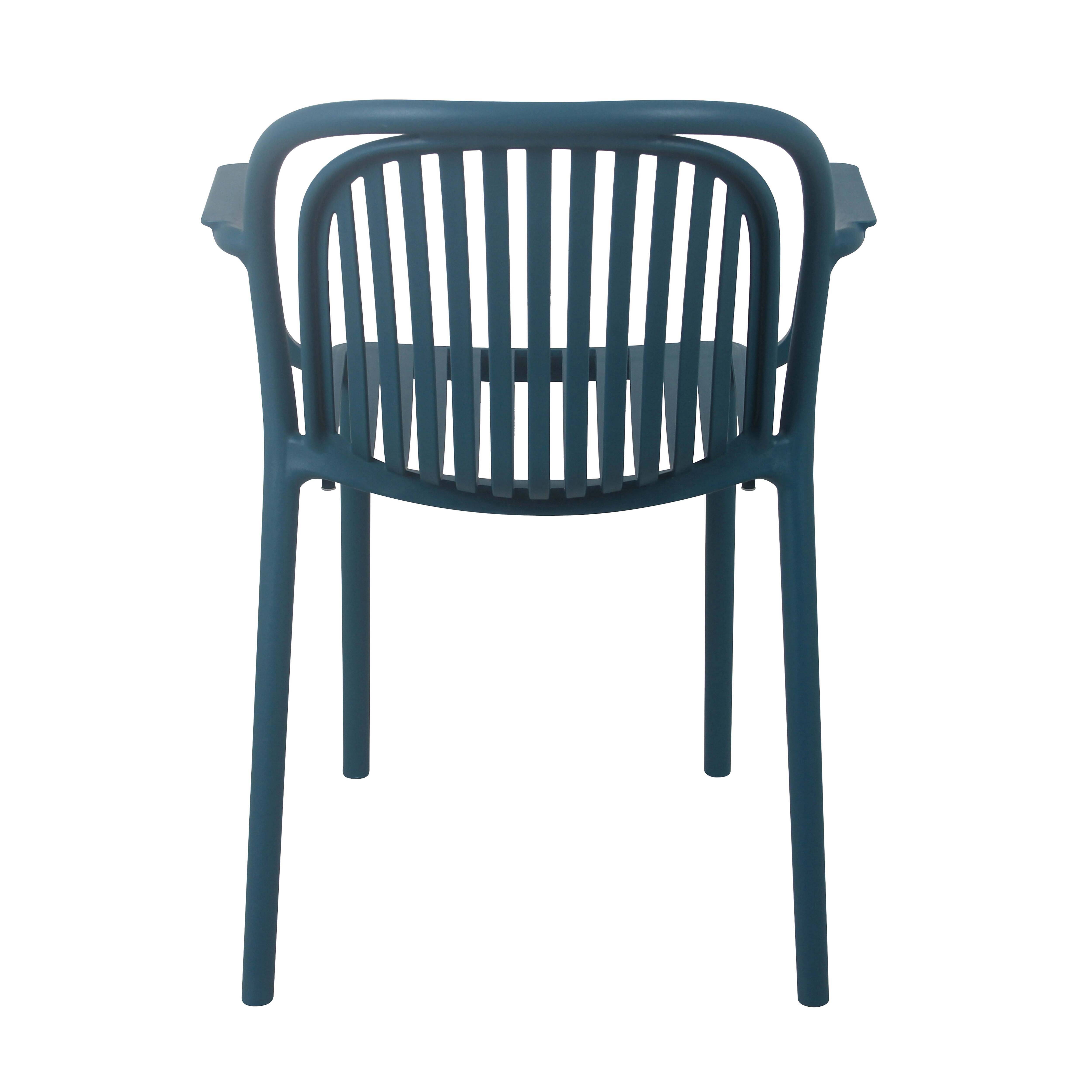 Oviala - Lot de 4 fauteuils en plastique bleu canard Copenhague - Oviala - Image 5