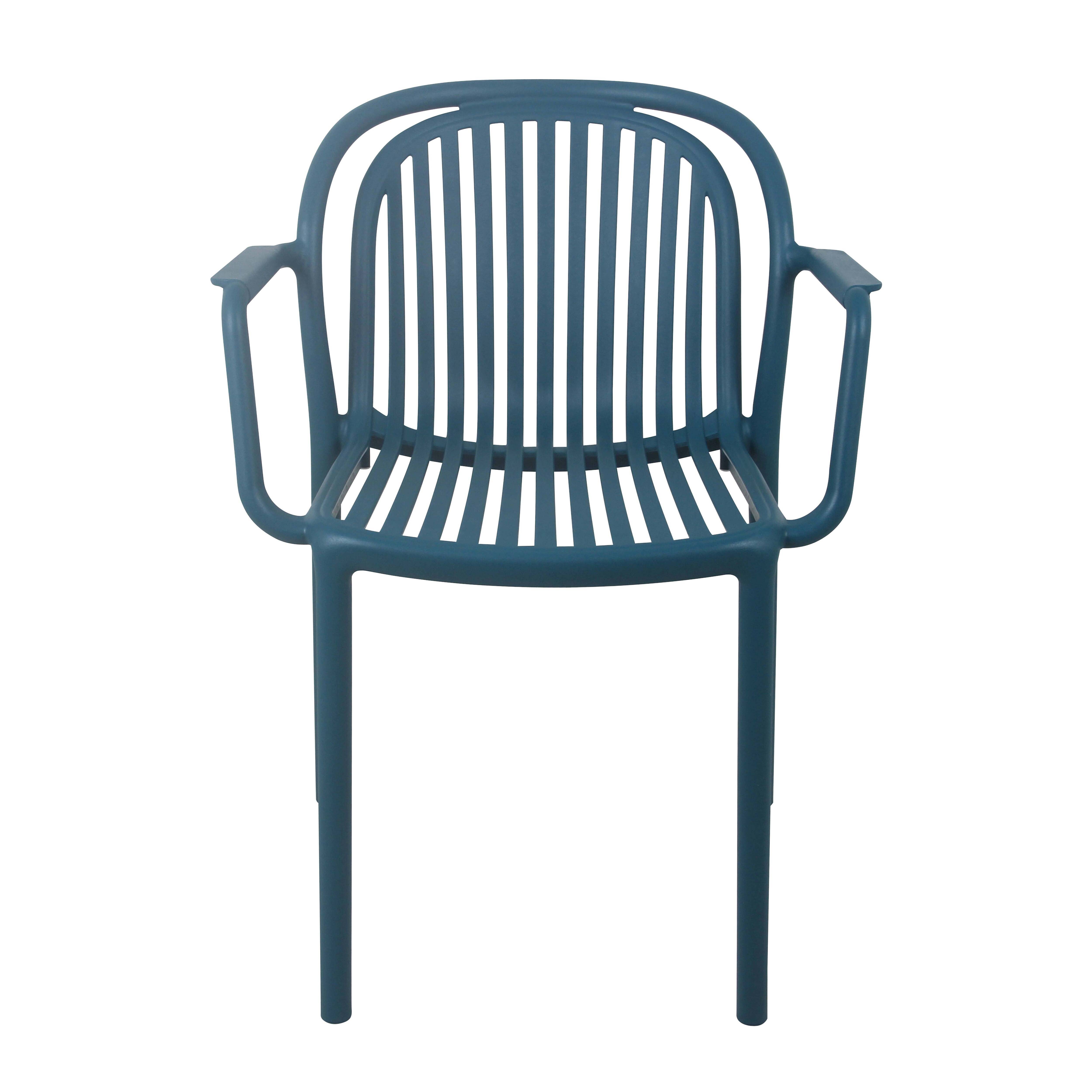 Oviala - Lot de 4 fauteuils en plastique bleu canard Copenhague - Oviala - Image 4