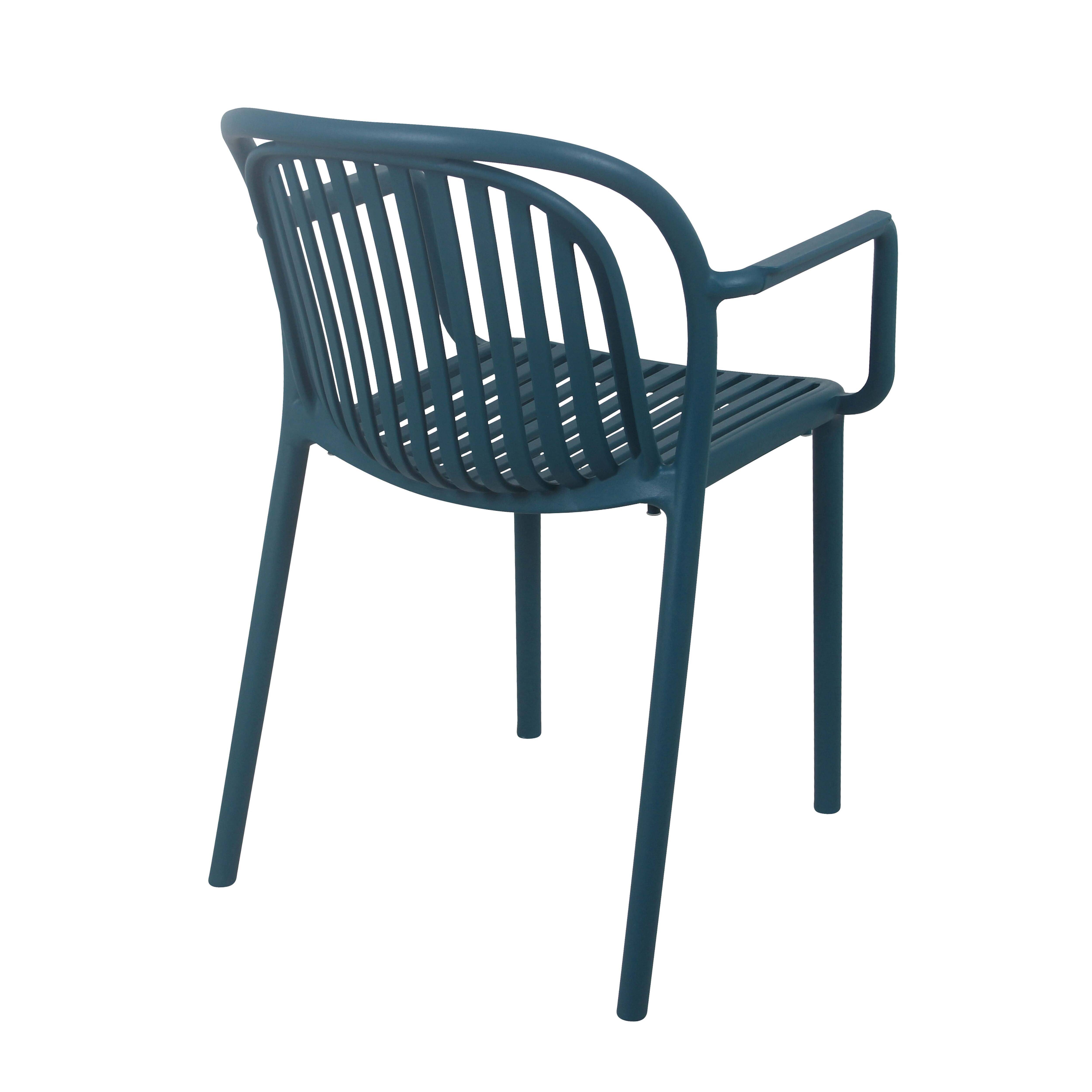 Oviala - Lot de 4 fauteuils en plastique bleu canard Copenhague - Oviala - Image 6