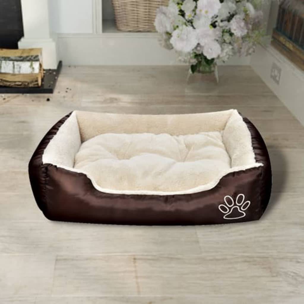 Panier pour chien tissu Oxford marron et beige 75 x 58 x 19 cm - PANGIVO - Image 2