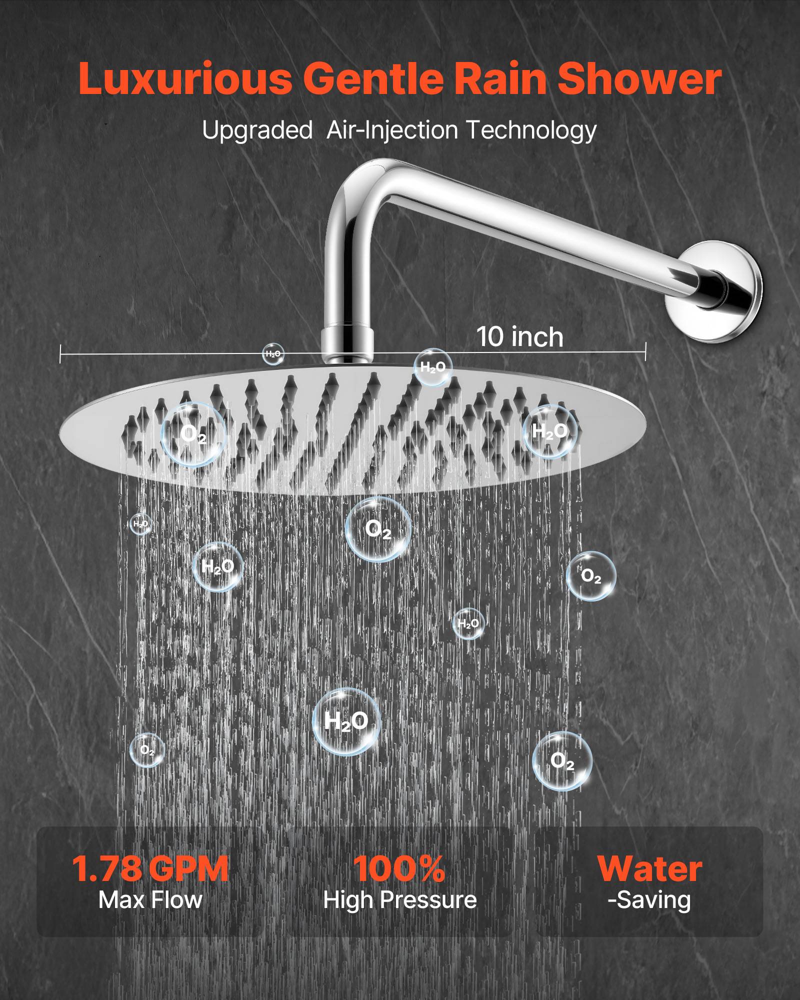 Vevor - VEVOR Kit de Douche avec Douchette de Tête Ronde 25,4 cm et à Main Argent Chromé - Image 2