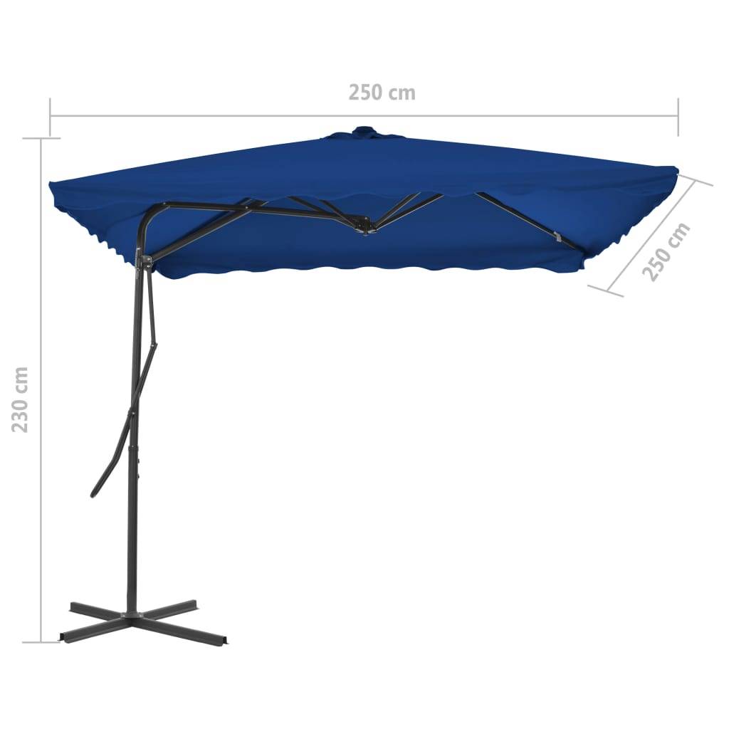 Helloshop26 - Parasol d'extérieur avec mât en acier 250 x 250 x 230 cm bleu - Image 6