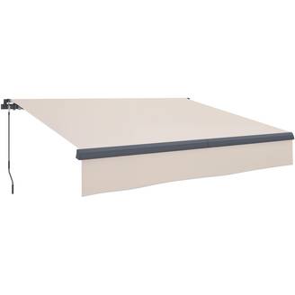Store banne de jardin rétractable manuel à manivelle, protection UV, structure en métal et aluminium, 295 x 200 cm, couleur crème