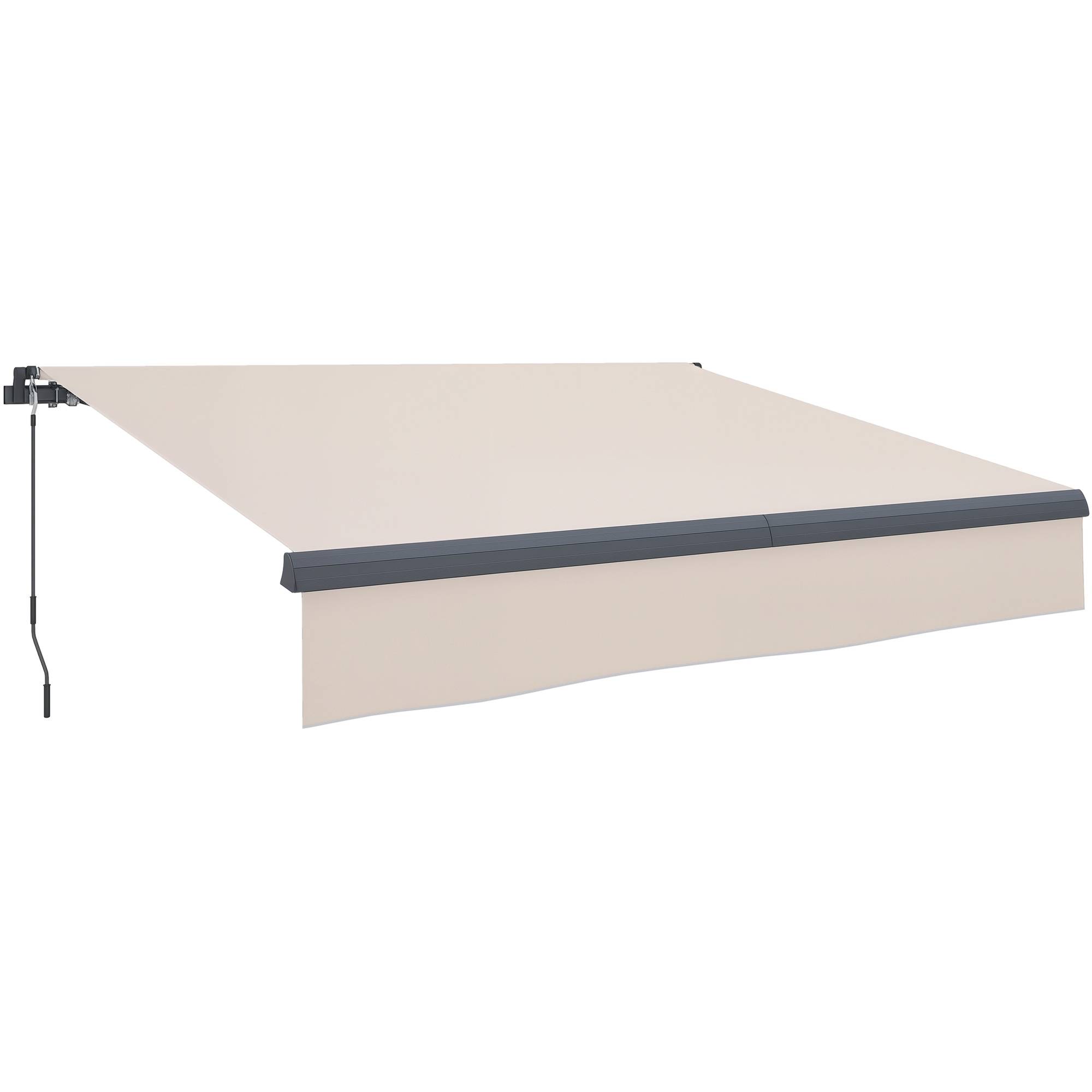 Store banne de jardin rétractable manuel à manivelle, protection UV, structure en métal et aluminium, 295 x 200 cm, couleur crème