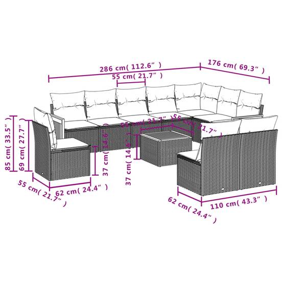 Salon de Jardin 10 Places Résine Tressée Gris Table Bois Acacia pour Terrasse Extérieure – ComfortXL Outdoor Living - Image 8