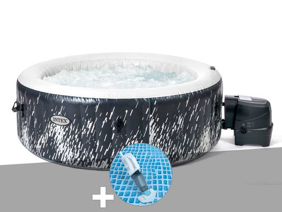 Kit spa gonflable Intex PureSpa Galaxie rond Bulles avec LED 4 places + Aspirateur