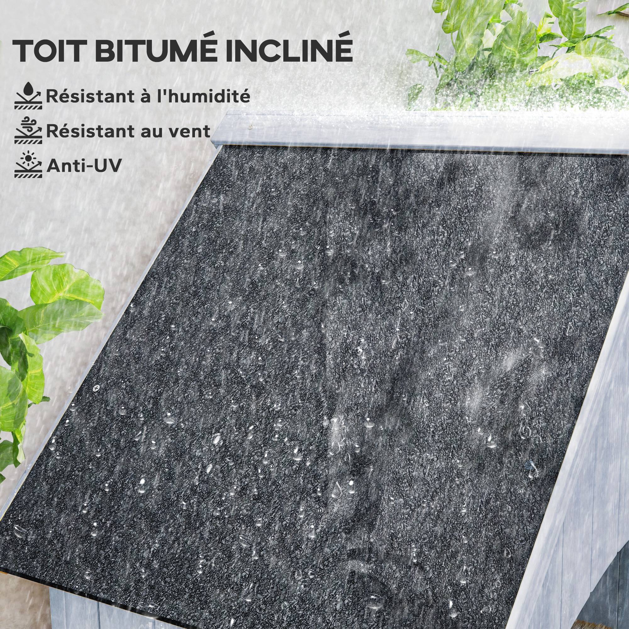 Outsunny - Abri de jardin en bois 77,5x54,2x179,5 cm avec toit bitumé, 3 étagères, porte à loquet, rangement extérieur pour terrasse blanc - Outsunny - Image 4