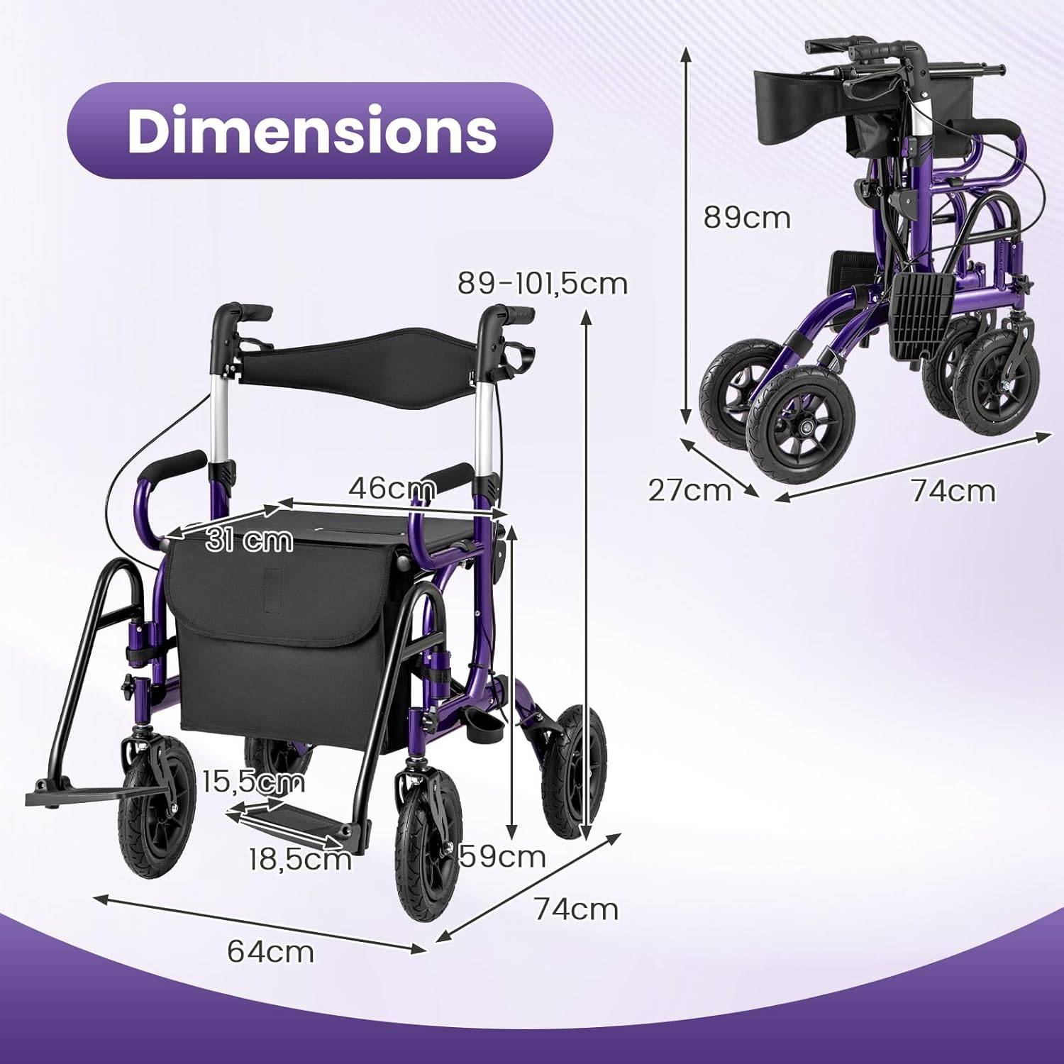 Test du déambulateur pliable IBVIVIC avec roues et hauteur réglable