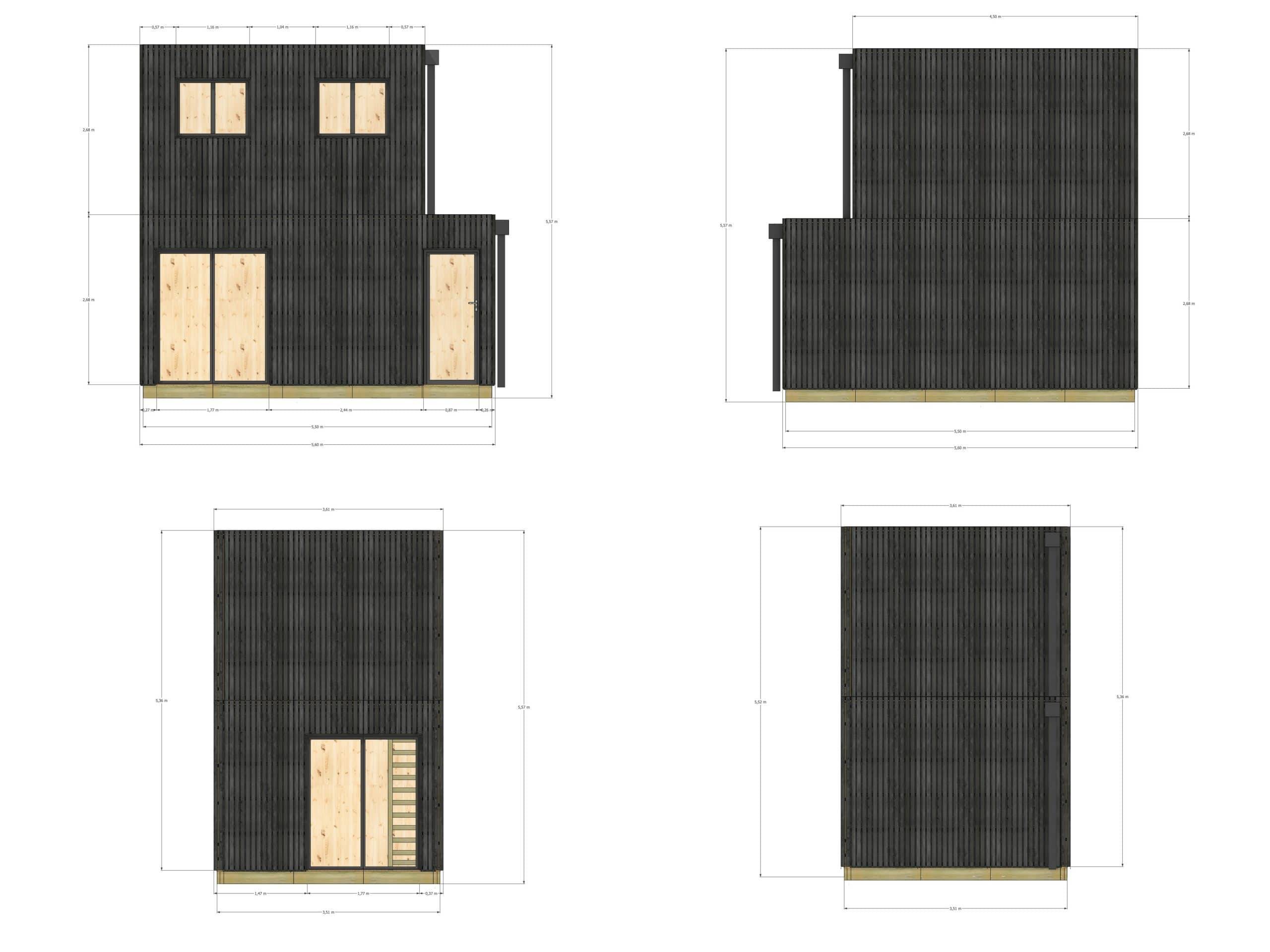 Bureau de jardin 4 saisons en bois 5,5 x 3,5 x 2,7 m / isolation RE2020 avec plancher isolé avec mezzanine et terrasse - Image 4