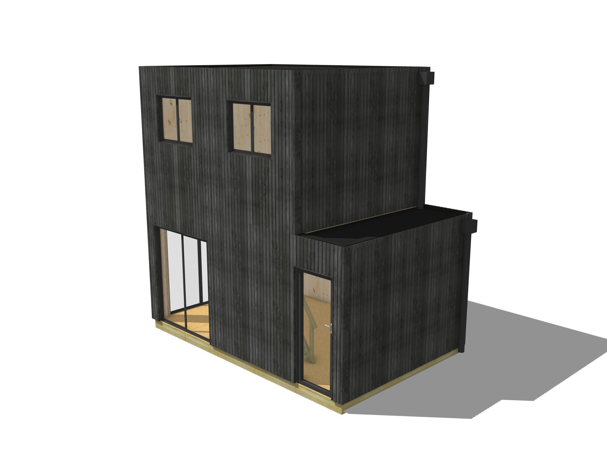Bureau de jardin 4 saisons en bois 5,5 x 3,5 x 2,7 m / isolation RE2020 avec plancher isolé avec mezzanine et terrasse - Image 2