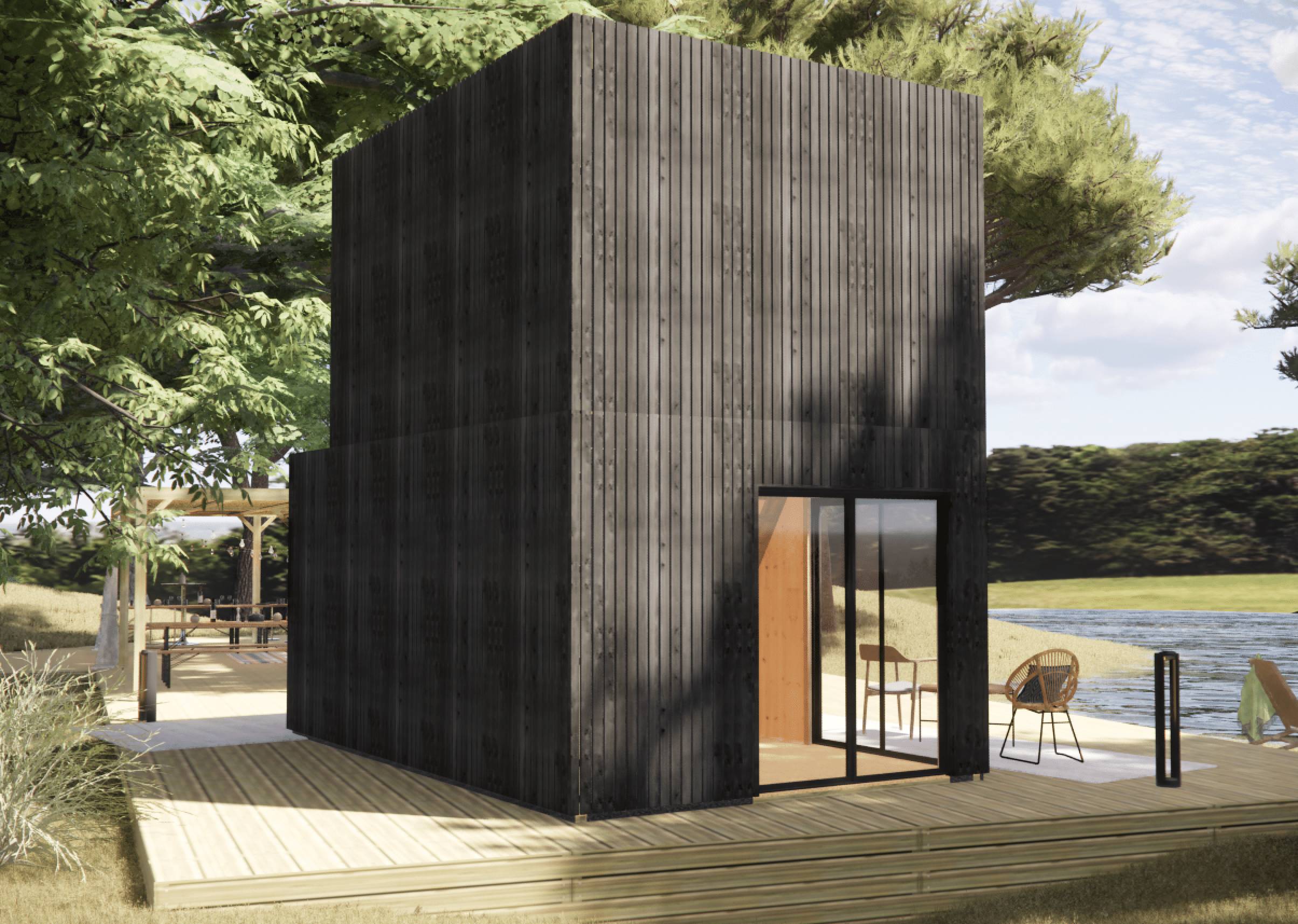 Bureau de jardin 4 saisons en bois 5,5 x 3,5 x 2,7 m / isolation RE2020 avec plancher isolé avec mezzanine et terrasse - Image 10