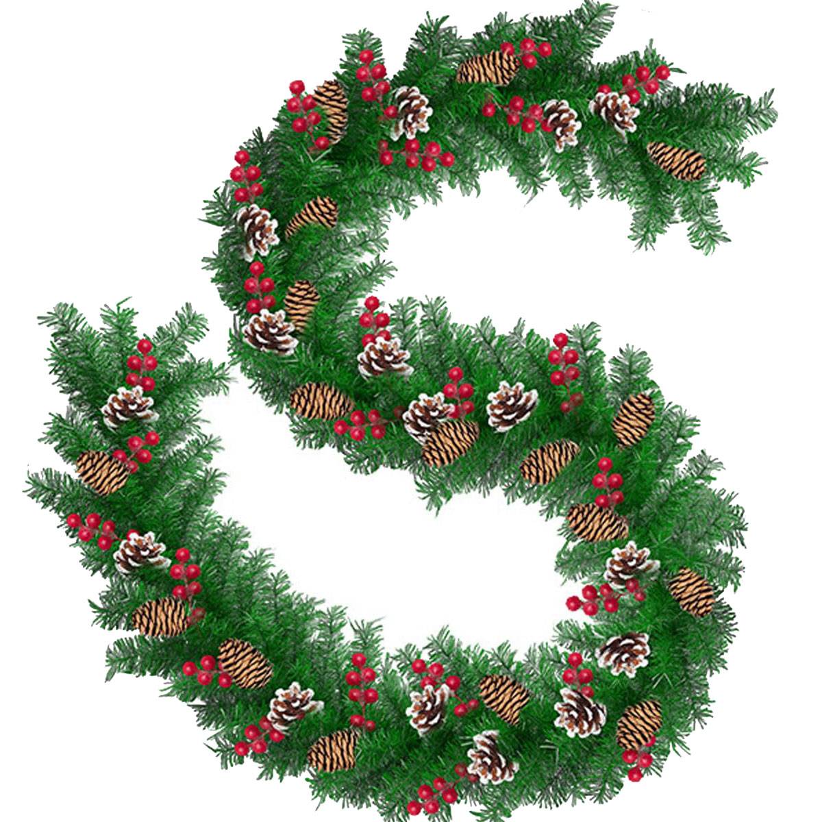 1 guirlande de Noël en rotin de 270 cm, idéale pour la maison, les fêtes, Noël, les hôtels et les magasins (sans lumières). - Image 1