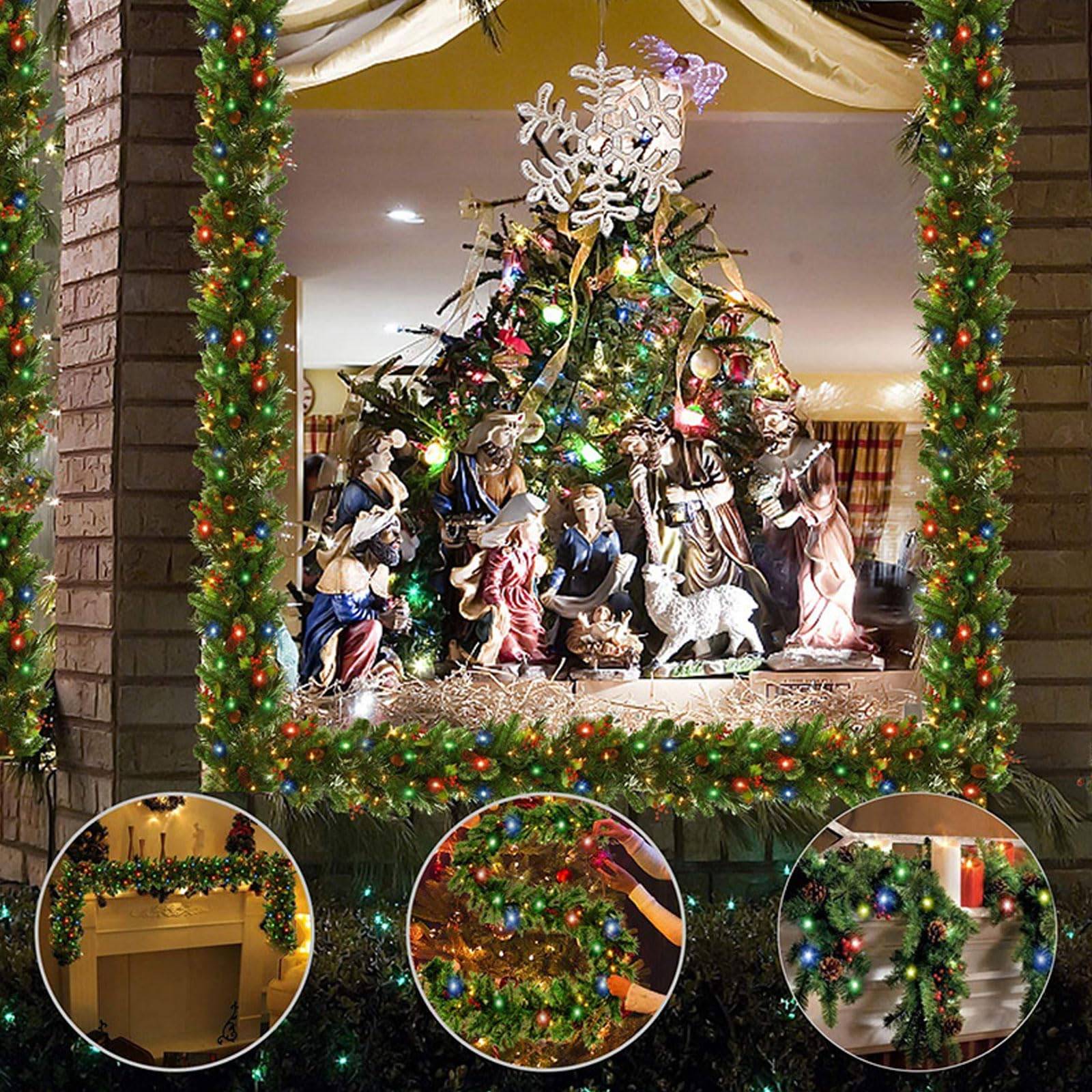 1 guirlande de Noël en rotin de 270 cm, idéale pour la maison, les fêtes, Noël, les hôtels et les magasins (sans lumières). - Image 5