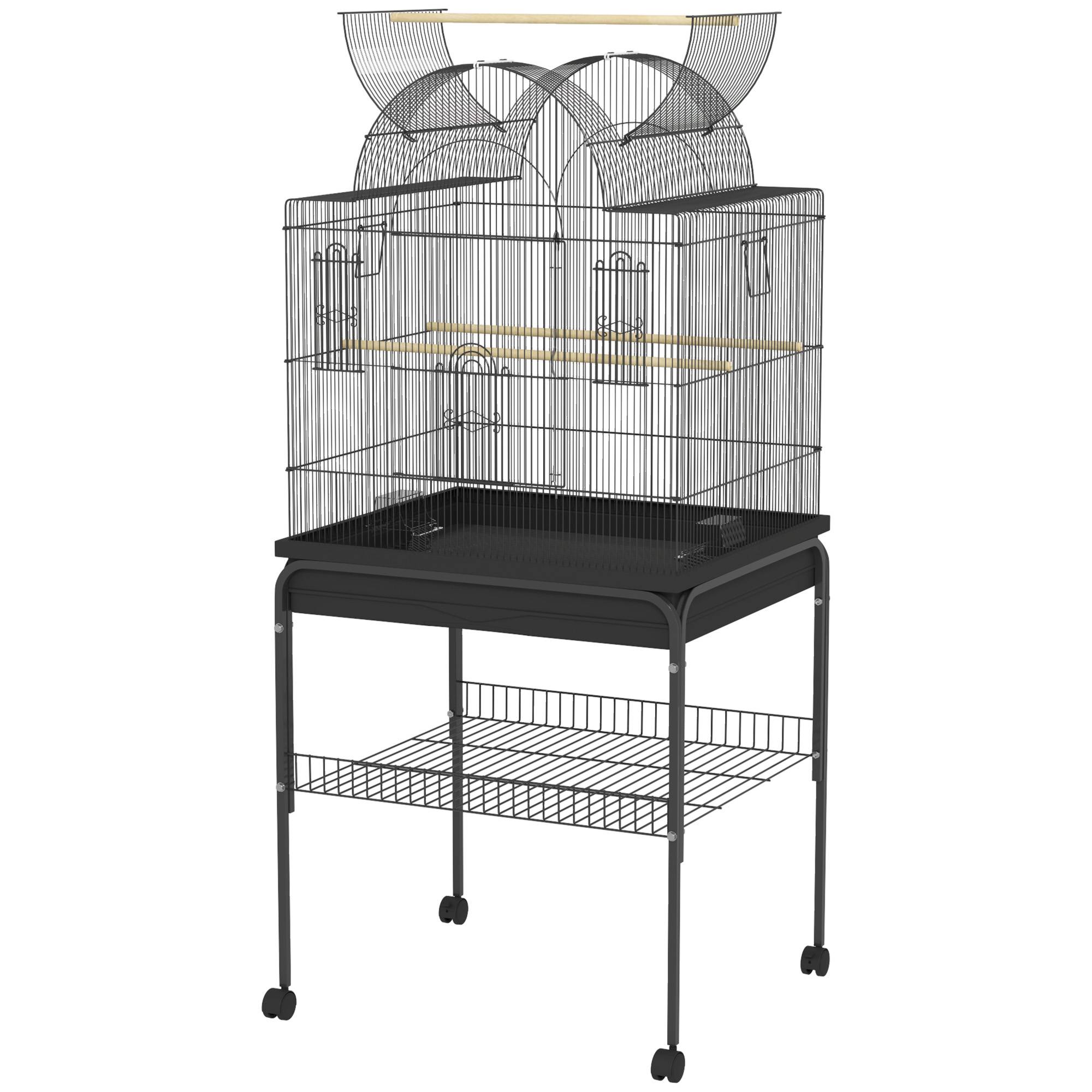 Sans Marque - Cage pour canaris & perruches, mobile, tiroir au sol, grille métal, noir - Image 2